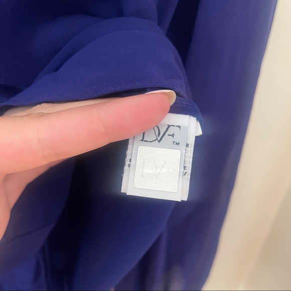 DVF Lane silk blouse long sleeve sheer blue top - Picture 4 of 7